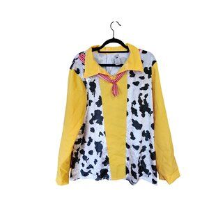 Woody Smiffys L Yellow & Black Cow Print Long Sleeve Shirt Costume